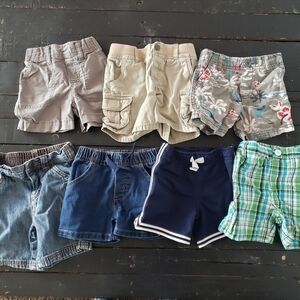 Lot of 7 Pairs of Shorts Baby Boy 12 Months Cargo Basketball Plaid Grey Blue